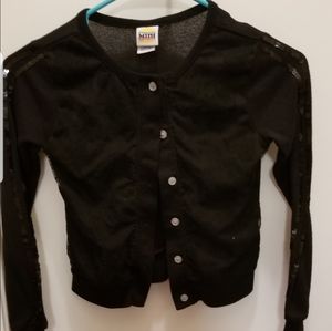 Girls Black Sequin/Lace Cardigan
